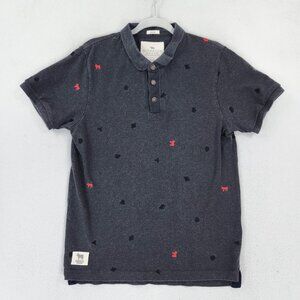 Kingsley Shirt Mens Large Gray Polo Muscle Full House Cotton Embroidered Heath